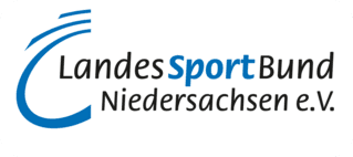 Logo des Landessportbundes Niedersachsen e.V. mit blauer und schwarzer Schrift auf weißem Hintergrund.